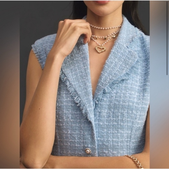 Anthropology size 6 Tweed Sleeveless Blazer Mini dresss size 10 - Picture 2 of 8